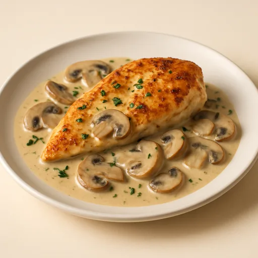 Pechuga de pollo con champiñones y nata