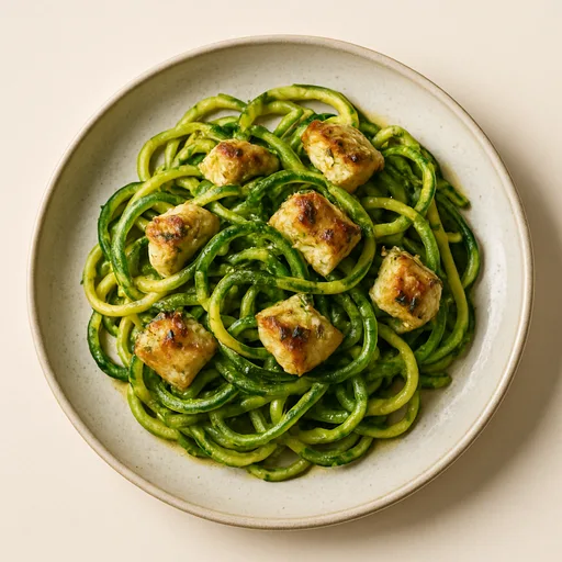Keto Zucchini Noodles met Pesto en Kip