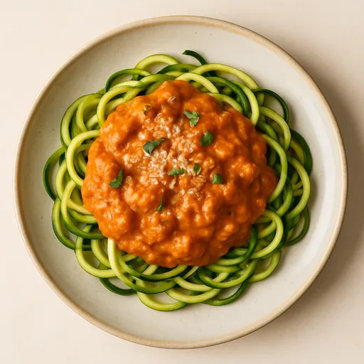 Keto Zucchinipasta med Krämig Tomatsås