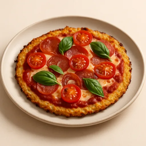 Pizza Keto con Masa de Coliflor
